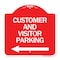 Signmission Customer and Visitor Parking W/ Left Arrow, Red & White Aluminum Sign, 18" x 18", RW-1818-24216 A-DES-RW-1818-24216 - alternate 1